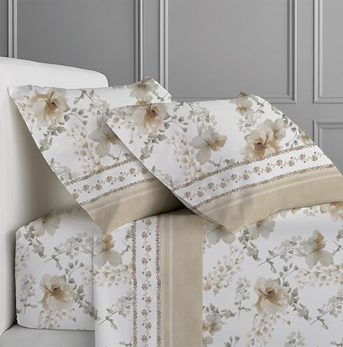 CLARA HOME Completo Lenzuola Letto 1 Piazza e Mezza, Completo con Federe per Guanciali, Ideale per tutte le Stagioni, Made in Italy (Alice Tortora, 1 Piazza e Mezza)