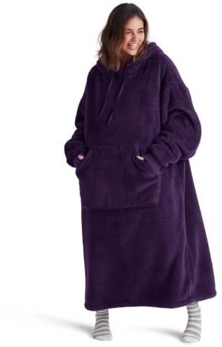 BEDSURE Hoodie Decke mit Ärmeln - Lila 129x75 cm, Kuscheldecke als Geschenk | Tragbare Decke zum Anziehen Erwachsene, Kuschelpullover, Flauschig, Warm & Kuschelig, Geschenkidee für Damen & Herren