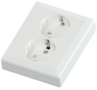 Temolink Euro Classic 2 Fach Steckdose, 2 Schuko Unterputz Wandsteckdose, 250V 16A, 103 x 84 mm Steckdosen, Weiß