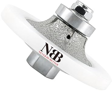 NBB Fresas para corte de chaflanes de diamante Rueda perfiladora diamante con guía cubierta más grande y M14 broca para perfilar porcelana baldosa cerámica granito mármol piedra (Half-Bullnose B15)