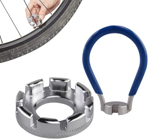 WUSJCOF Clé à Rayons Universelle en Acier, 2 Pièces, Réglage et Réparation, Clés Dévoilage Roue, pour Route, Outils pour Truing de Roues de Cyclisme
