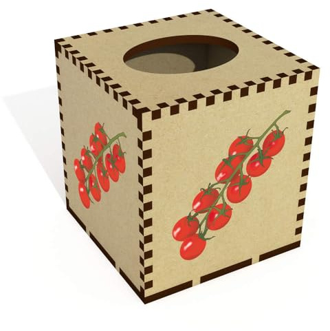 Square 'Vine Tomatoes' Wooden Tissue Box Cover (TB00066949)