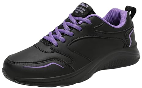 Generisch Baskets légères et respirantes pour femme - Chaussures d'entraînement orthopédiques imperméables avec dessus en cuir - Chaussures de marche confortables - Chaussures d'extérieur à lacets