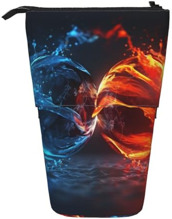 AMREWQYL Ice and Fire Balls printed Pencil Telescopic storage pouch