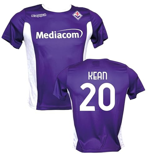 Generico Maglia Fiorentina Kean 20 2025-2026, Calcio Replica Autorizzata, Viola e Bianco, 100% Poliestere, Design Autentico con Logo, Manica Corta, Unisex, per Adulti e Ragazzi (IT, età, 10 Anni)