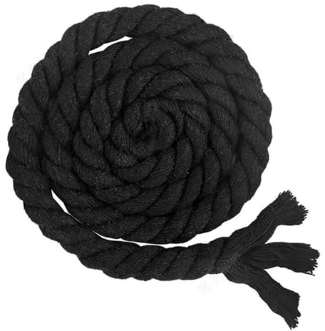 RUHTEUO 5 Meter 15 mm gedrehtes Baumwollseil, bunt, for Handtasche, Heimdekoration, DIY, Textilzubehör, Rot, Gelb, Khaki, Rosa, Grün(15mm Black 5M)