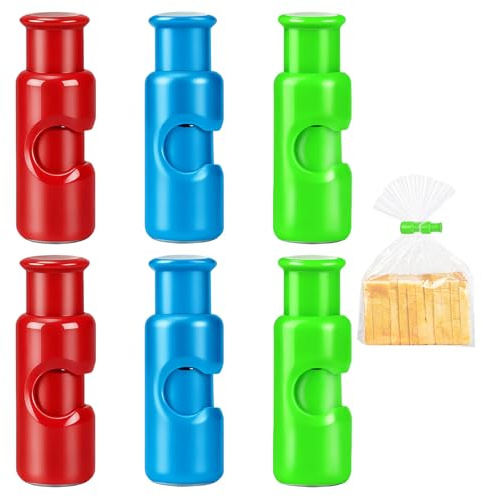BaBahuanhuan 6 Pcs Kitchen Squeeze and Lock Food Bag Clips for Food Storage, Reusable Plastic Food Clips for Bags Closure for Sealing Keeping Fresh Snack Freezer Chip Bread Clip