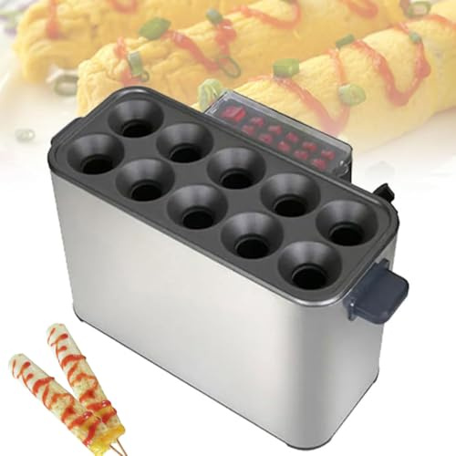 Egg Roll Maker, Automatic Omelette Machine with 10 Tubes, Electric Korean Corn Dog and Hot Dog Fryer