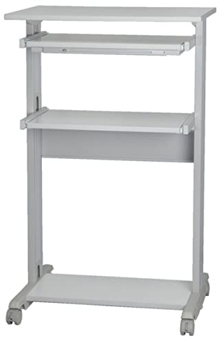 RS PRO Computerarbeitsplatz Grau, Weiß, auf Rollen mit Tastaturablage, B 680mm H 1100mm T 540mm aus Metall, Kunststoff