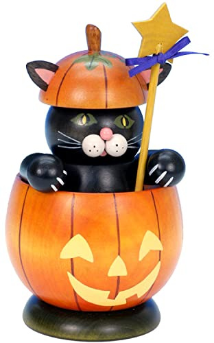 Räuchermännchen Katze im Kürbis - 16,5 cm - Original Erzgebirge Räuchermann - Christian Ulbricht