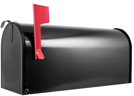 banjado® Amerikanischer Briefkasten schwarz - US Mailbox/Letterbox 51x22x17cm - Postkasten Stahl - pulverbeschichtet