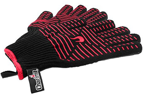 Char-Broil 140 519 - Aramid-Blen Cotton Grilling Gloves, Black/Red.