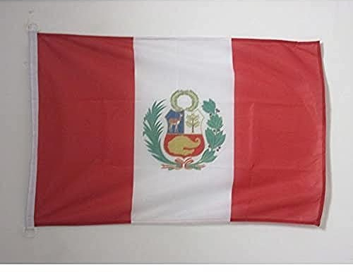 AZ FLAG Bandera Náutica Perú 90x60 cm Poliéster Malla Anillas Plástico | Uso exterior y náutico Enseña náutica peruana resistente a la intemperie con costuras dobles y bordes reforzados