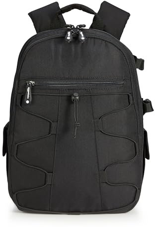 Amazon Basics Large Capacity Camera Backpack with Internal Padding for DSLR and Accessories, Waterproof and Shockproof, 11.7 x 6.0 x 14.5 inches, Solid, Black