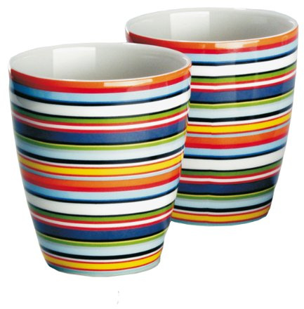 Iittala Origo Becher 2er Set orange gestreift 0,25