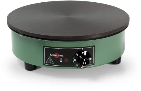 KRAMPOUZ - Crepera eléctrica Billig - Placa de hierro fundido torneado de 40 cm de diámetro - 220-240 voltios y 3.000 vatios - Verdadera crepera tradicional bretona familiar - Fabricada en Francia