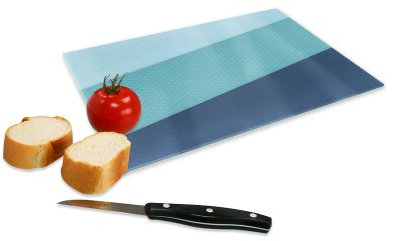 Glas-Schneidebrett mit Motiv im Blaue Lagune-Design, Grösse 20x28,5cm