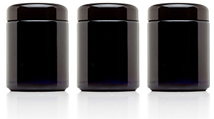 Infinity Jars, Premium Airtight Ultraviolet Glass Jar 250  ML (8.3 fl oz) Pack 3 Smell Proof, Antistatic, Light Blocking Container for Herbs, Coffee, Tea & Spices Durable, Travel-Friendly Storage