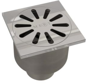 Bodenablauf 100x100 mm Edelstahl – Duschablauf mit Geruchsverschluss – Ablaufgarnitur begehbare Dusche – Edelstahlrost