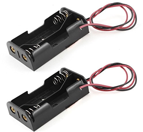 GFORTUN Lot de 2 boîtiers de piles AA en plastique noir de 1,5 V avec pince à ressort