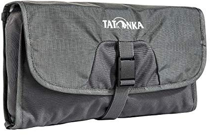 Tatonka Small Travelcare Kulturbeutel - Flache Waschtasche zum Aufhängen mit Fächern und Spiegel - 25 x 17 x 4 cm (Titan Grey)