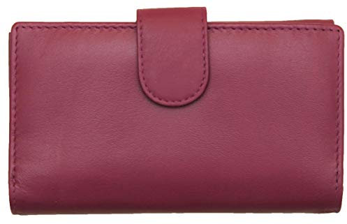 Damen Geldbörse mit 19 Kartenfächern, Geldbörse Damen mit RFID Schutz - Echtleder Geldbeutel für Frauen - Weiches Echtleder RFID-Blocker Wallet - Portemonnaie Brieftasche, Designer Portmonee Weinrot