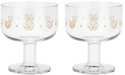 THUN - Set 2 Ciotole Multiuso in Vetro con Gambo Corto Gold Icons