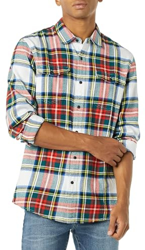 Amazon Essentials Chemises en Flanelle à Manches Longues, avec 2 Poches, Coupe Ajustée Homme