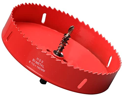 Lochsäge 160mm, Schnellarbeitsstahl HSS M42 Bi-Metall Lochsäge, Lochfräser mit Sechskant-Schaft und Bohrer für Holz, Kunststoff und Rigips