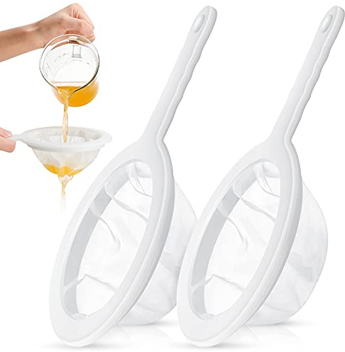 Zopeal 2 Pcs 9 Ultra Fine Mesh Strainer for Kefir Grains Plastic Juice Strainer Food Colander Greek Yogurt Sieve Large Capacity Filter for Kombucha Cold Brew Coffee Shrimp Separation(120/200 Mesh)