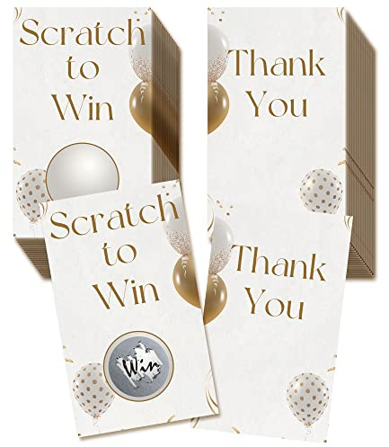 Mr-Label 100 PCS Scratch Off Stickers Cards-DIY Coupon for Business- Scratch to Win Cards – Scratch Notes-Blank Gift Certificates for Spa Beauty Makeup Hair Salon, Christmas Birthday Holiday(Balloon)