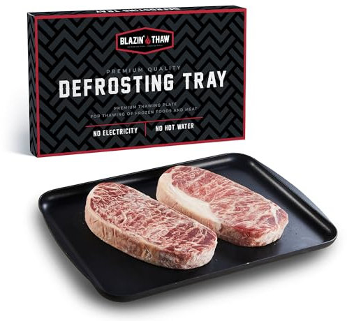 BLAZIN' THAW Auftauschale für gefrorenes Fleisch,Premium Edition,Platte aus Aluminiumlegierung zum Auftauen von Tiefkühlkost,Keine Mikrowellen, kein kaltes/warmes Wasser erforderlich