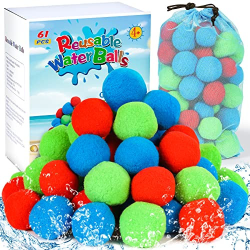 Gontence 61Pcs Wasserbomben - Wasserball Wiederverwendbar Selbstschließend - Splash Ball Wasserballons - Pool Spielzeug Wasserspielzeug Outdoor Spielzeug Strandspielzeug Garten Spielzeug