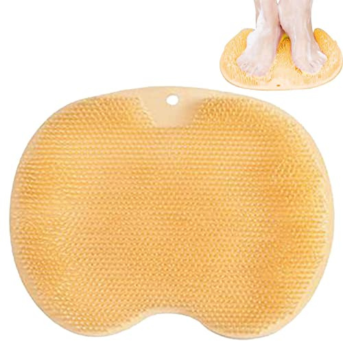 Scrubber Piedi e Schiena, Spazzola per Massaggio da Bagno in Silicone, Tappetino Massaggiante Pulizia per Deterge, Esfoliare, Circolazione Sanguigna (Yellow)