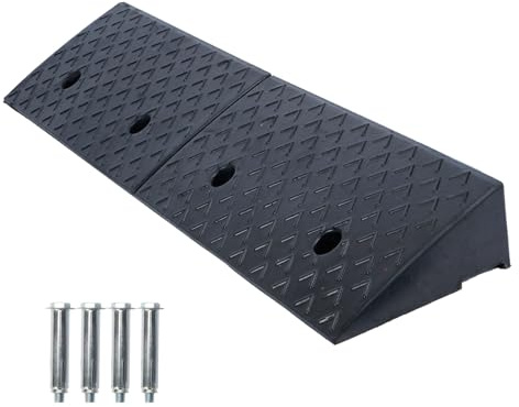 Nisorpa Bordsteinrampen aus Gummi, 5 cm Höhe, Bordsteinrampen für Autos, robuste Schwellenrampe für Rollstühle, Gummi-Panzerrampe für Auffahrt, Mobilitätsroller/Stufe, schwarz, 100 x 25 x 5 cm