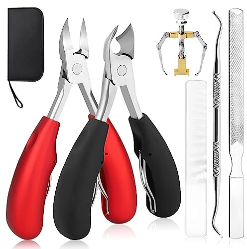 7 Stück Profi Fußnagelzange Set Superscharf Hochwertiger Edelstahl Nagelzange Pediküre Set Fußnagelschere Senioren für Dicken Eingewachsene Zehennägel Harte Fußnägel Paronychie Onychomykose Nagelpilz