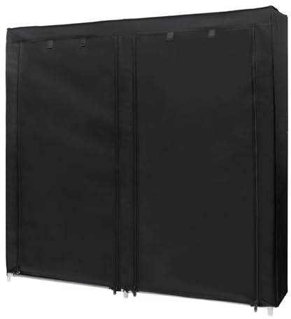 INTIRILIFE Armario Plegable 120x30x110 cm en RABEN Schwarz - con Cremallera Armario ropero Zapatero Aparador con 12 Compartimentos - Armario Camping Perchero Textil
