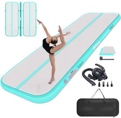 PPXIA Gymnastikmatte Air Matte Track 3M 4M 5M 6M 10/20CM Höhe, Turnmatte Tumbling Matten mit Komplettes Zubehör, Aufblasbar Gymnastik Matten für zuhause Outdoor Yoga