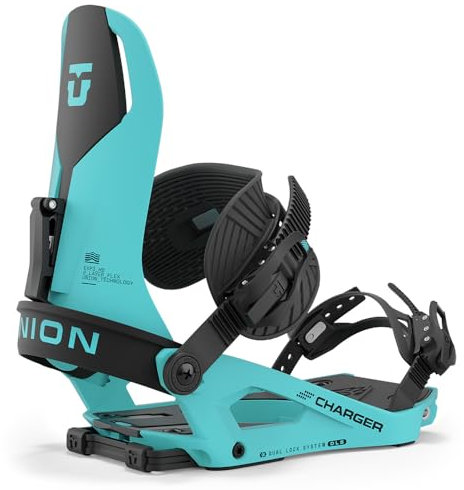 Union Charger - Fijaciones de snowboard para hombre, M, color cian
