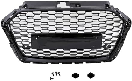 Kühlergrill Wabengrill PDC Schwarz Glanz kompatibel für Audi A3 8V Facelift nicht RS3 ab 2016 DM Autoteile 2-4010