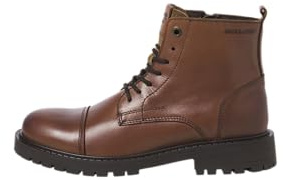 JACK & JONES Herren JFWTREMOR Leather Boot SN Schnürstiefelette, Cognac, 45 EU