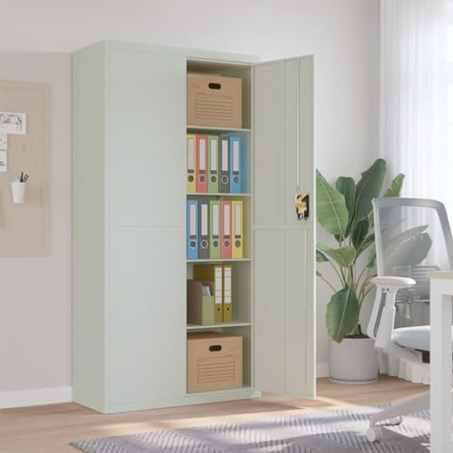 CIADAZ Aktenschrank Hellgrau 90x40x180 cm Stahl, Metallschrank, Werkstattschrank, Werkzeugschrank, Büroschrank, Lagerschrank, Garagenschrank, Stahlschrank - 339753