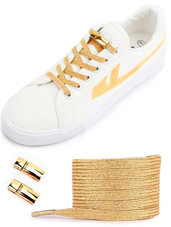 Premium elastische Schnürsenkel ohne Binden mit sicherem Schnellverschluss | Gummi Schuhbänder, 6mm / 8mm, flach, Metallverschluss mit Knopf / Magnet