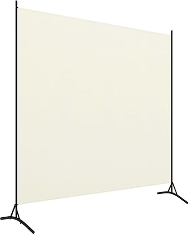GecheerBiombo Divisor de 1 Panel Plegable Separador de Ambientes para Habitación, Dormitorio y Oficina, Partición con Tela de Blanco Crema, 175x180 cm