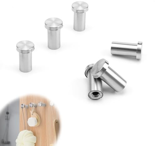 0XBIT Kleiderhaken Silber, 6 Stück Garderobenhaken Edelstahl, Handtuchhaken zum Bohren, Wandhaken Edelstahl, mit Montagezubehör, Geeignet für Küche und Bad