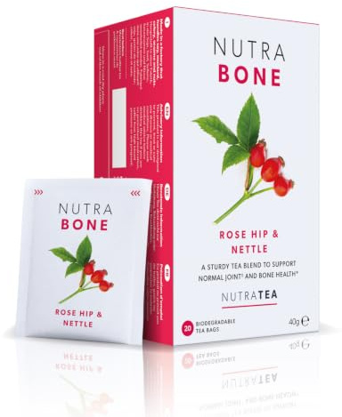 Nutra Tea NUTRABONE Bone Strength Tea for Joint Care, 120 Tea Bags | Bone Health Tea Blend, Ginkgo Biloba, Rosehip & Devils Claw to Maintain Bone Density, Low Caffeine, Reusable, Wrapped, Vegan
