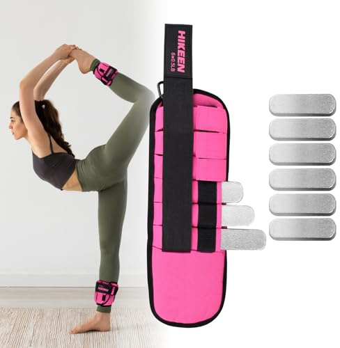 Boosteady Ankle Weights,1 Pair Adjustable Leg Weights for Women Men 1 2 3 LBS Metal Block with Separate Pockets Ankle Weight Wrist Weight Straps For Walking Running Jogging Exercises-Pink