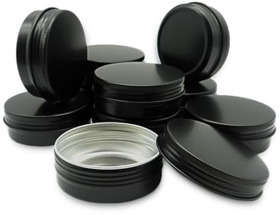 Wopanxye 10pcs 60ml Round Lip Balm Tin Cans, 60 Gram Aluminum Sample Tins | Black Cosmetic Containers with Screw Lid, 60g Metal Empty Storage Travel Jars for Salves, Lip Balms, Face Cream, Candle, Tea