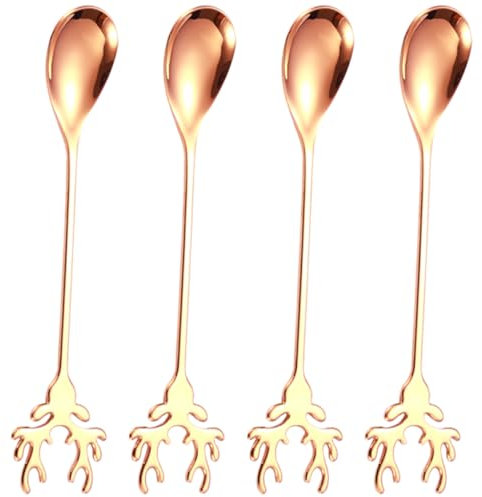Garneck Mixing Spoons Set 4pcs Stainless Steel Spoons for Coffee Tea Desserts Honey Rice