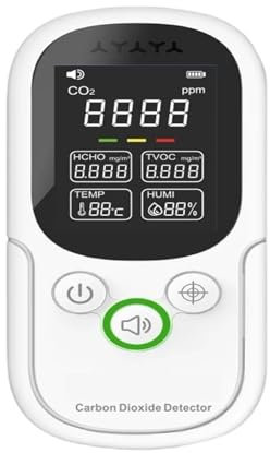 Gas Leak Detector Tester Air Quality Monitor 4 IN 1 CO2 HCHO TVOC Temperature And Humidity Meter For Car Home Hotel Gas Detector With Wide Test Range, High Sensitivity